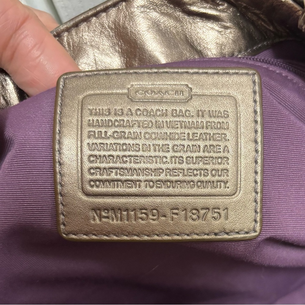 Coach Y2K M1159-F18751 SoHo Large Metallic Bronze Leather Buckle Flap Hobo EUC - Picture 11 of 13